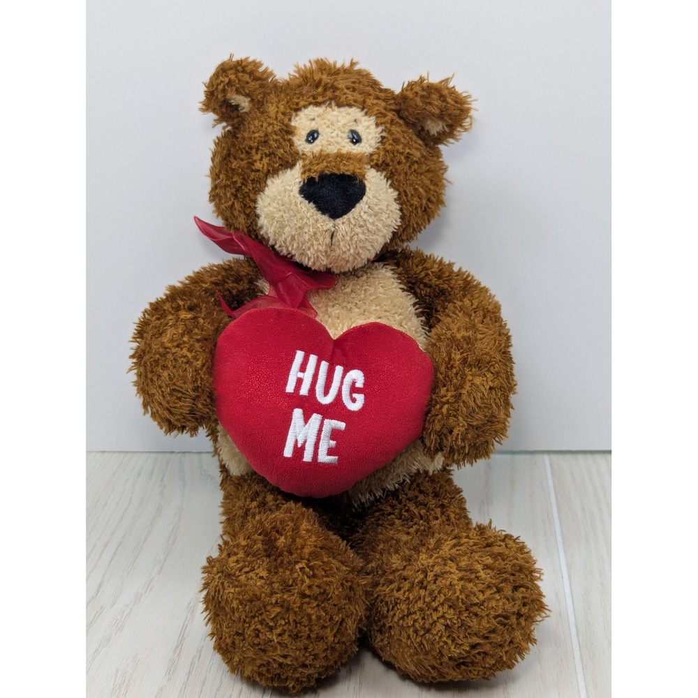 Gund Plush Hug Me Rodin Teddy Bear Brown Red Heart Valentine 14269
